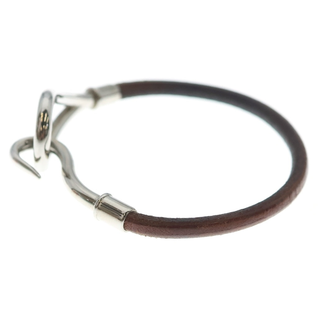 HERMES(エルメス) ジャンボ レザー シルバー ブレスレット ブラウン/シルバー レディース