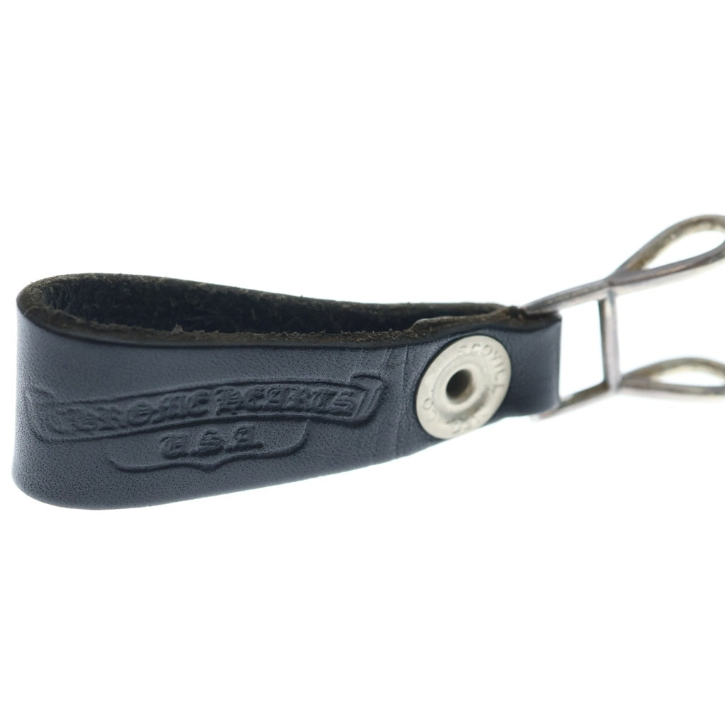 CHROME HEARTS(クロムハーツ) BELT LOOP クロスボールボタンレザーベルトループ シルバー/ブラック BCA397