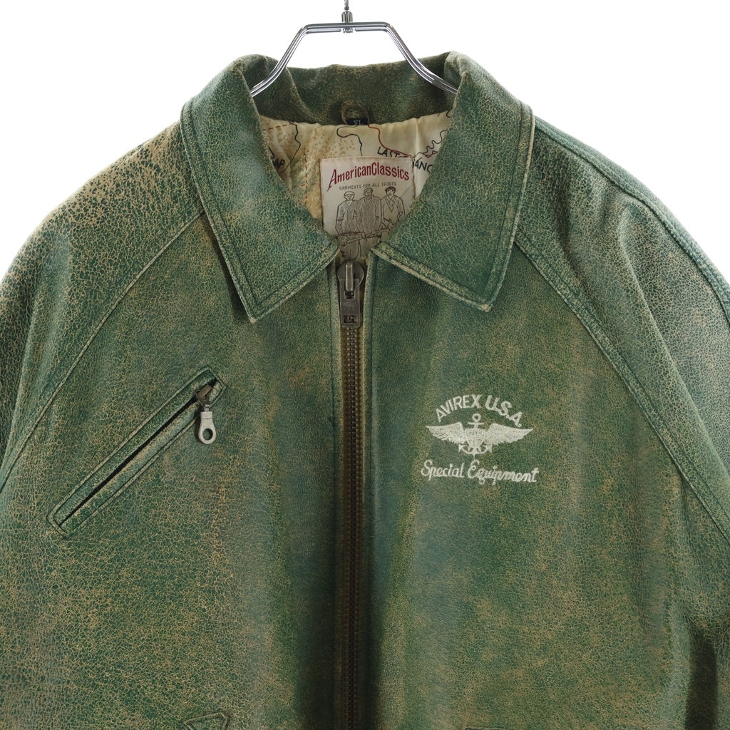 AVIREX(アヴィレックス) American Classic Flight Jacket アメリカンクラシック フライトレザー ジャケット グリーン