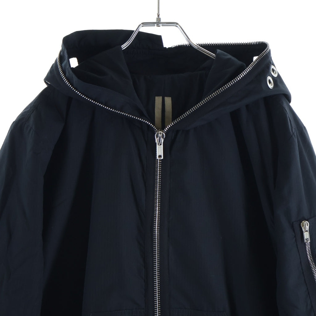 DRKSHDW(ダークシャドウ) 25SS GIMP FLIGHT BOMBER ギンプフライトボンバージャケット テンセルリップストップジップアップフーデットMA-1ジャケット ブラック DU01E3772-NR