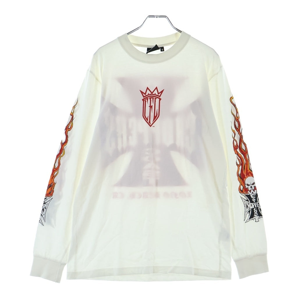 VINTAGE(ヴィンテージ) 90S WEST COAST CHOPPERS RED FLAME SKULL ウエストコーストチョッパーズ プリント長袖Tシャツカットソー ホワイト
