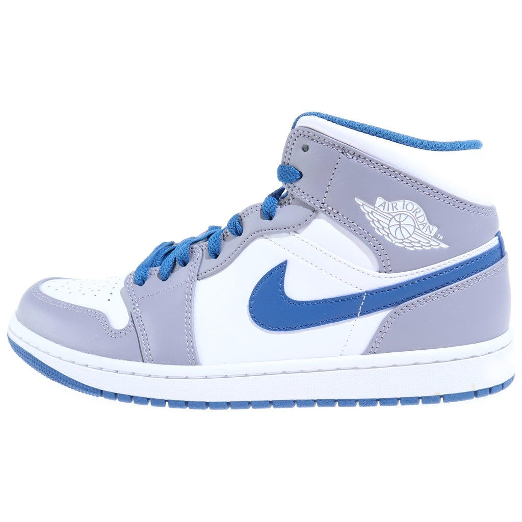 NIKE(ナイキ) AIR JORDAN 1 MID TRUE BLUE エアジョーダン1 ミッド トゥルーブルー ミッドカットスニーカー シューズ グレー/ブルー US8.5/26.5cm DQ8426-014