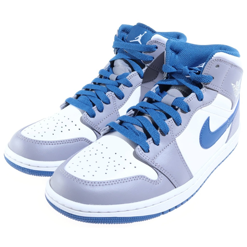 NIKE(ナイキ) AIR JORDAN 1 MID TRUE BLUE エアジョーダン1 ミッド トゥルーブルー ミッドカットスニーカー シューズ グレー/ブルー US8.5/26.5cm DQ8426-014