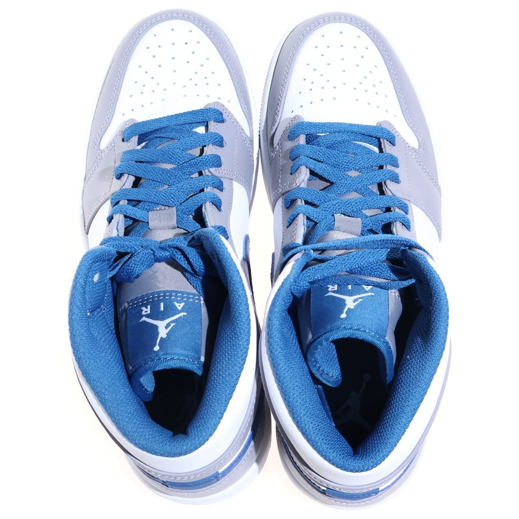 NIKE(ナイキ) AIR JORDAN 1 MID TRUE BLUE エアジョーダン1 ミッド トゥルーブルー ミッドカットスニーカー シューズ グレー/ブルー US8.5/26.5cm DQ8426-014
