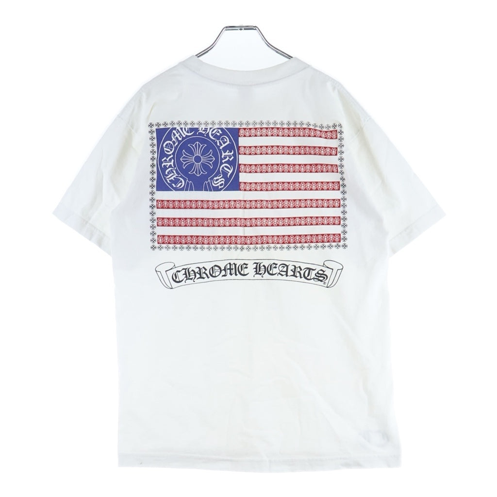 CHROME HEARTS(クロムハーツ) OLD AMERICAN FLAG TEE オールド アメリカンフラッグTシャツ 星条旗 ホースシュープリント 半袖カットソー ホワイト