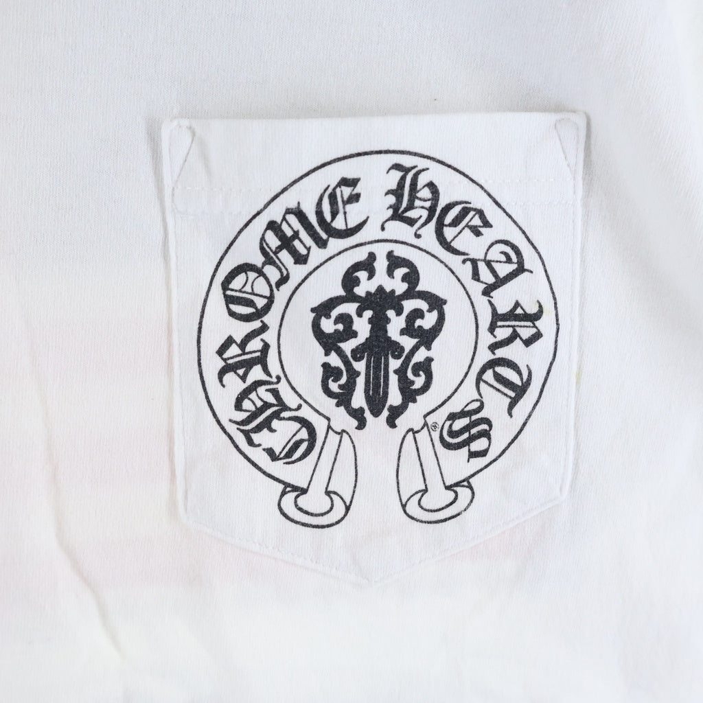 CHROME HEARTS(クロムハーツ) OLD AMERICAN FLAG TEE オールド アメリカンフラッグTシャツ 星条旗 ホースシュープリント 半袖カットソー ホワイト