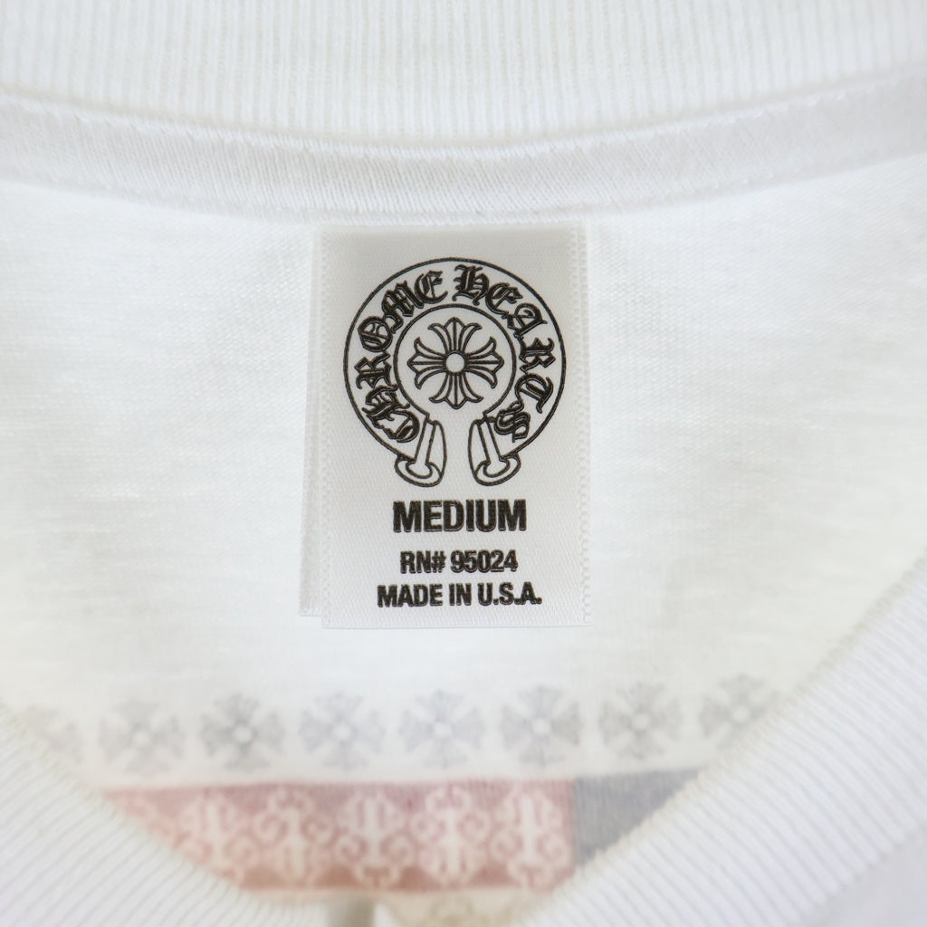 CHROME HEARTS(クロムハーツ) OLD AMERICAN FLAG TEE オールド アメリカンフラッグTシャツ 星条旗 ホースシュープリント 半袖カットソー ホワイト