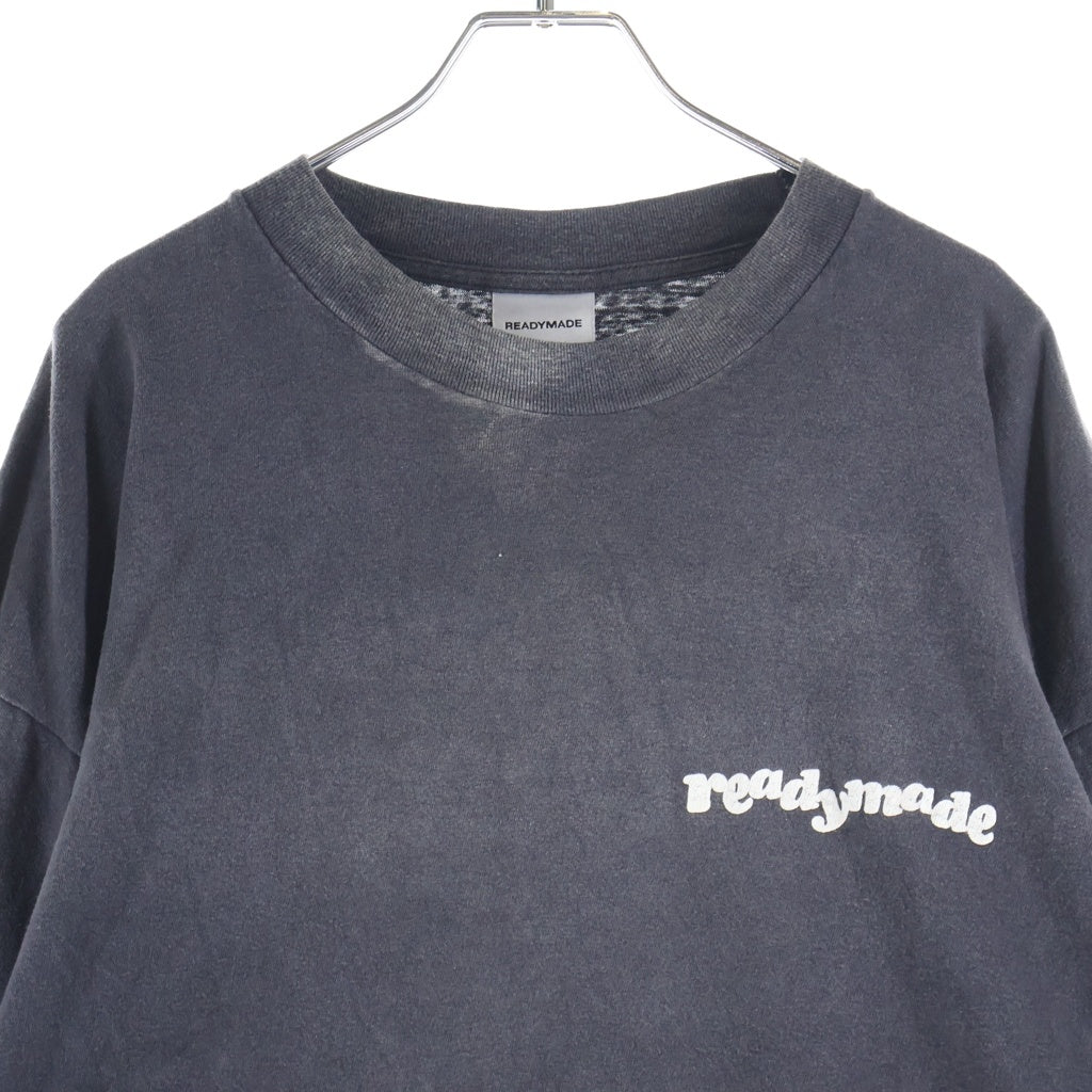 READY MADE(レディメイド) 24SS DESTRUCTION LS TEE ディストラクション 長袖カットソー 袖プリント 両面プリント ブラック RE-CO-BK-00-00-283