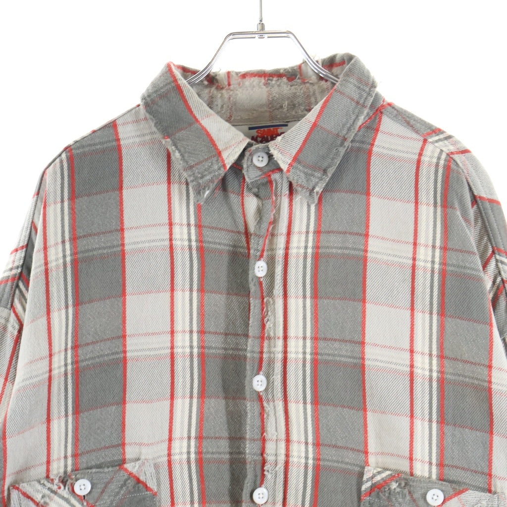 SAINT MICHAEL(セントマイケル) 22AW ×SHERMER ACADEMY FRANNEL SHIRT RED シャーマーアカデミー フランネル 長袖シャツ グレー/レッド SM-A22-0000-060
