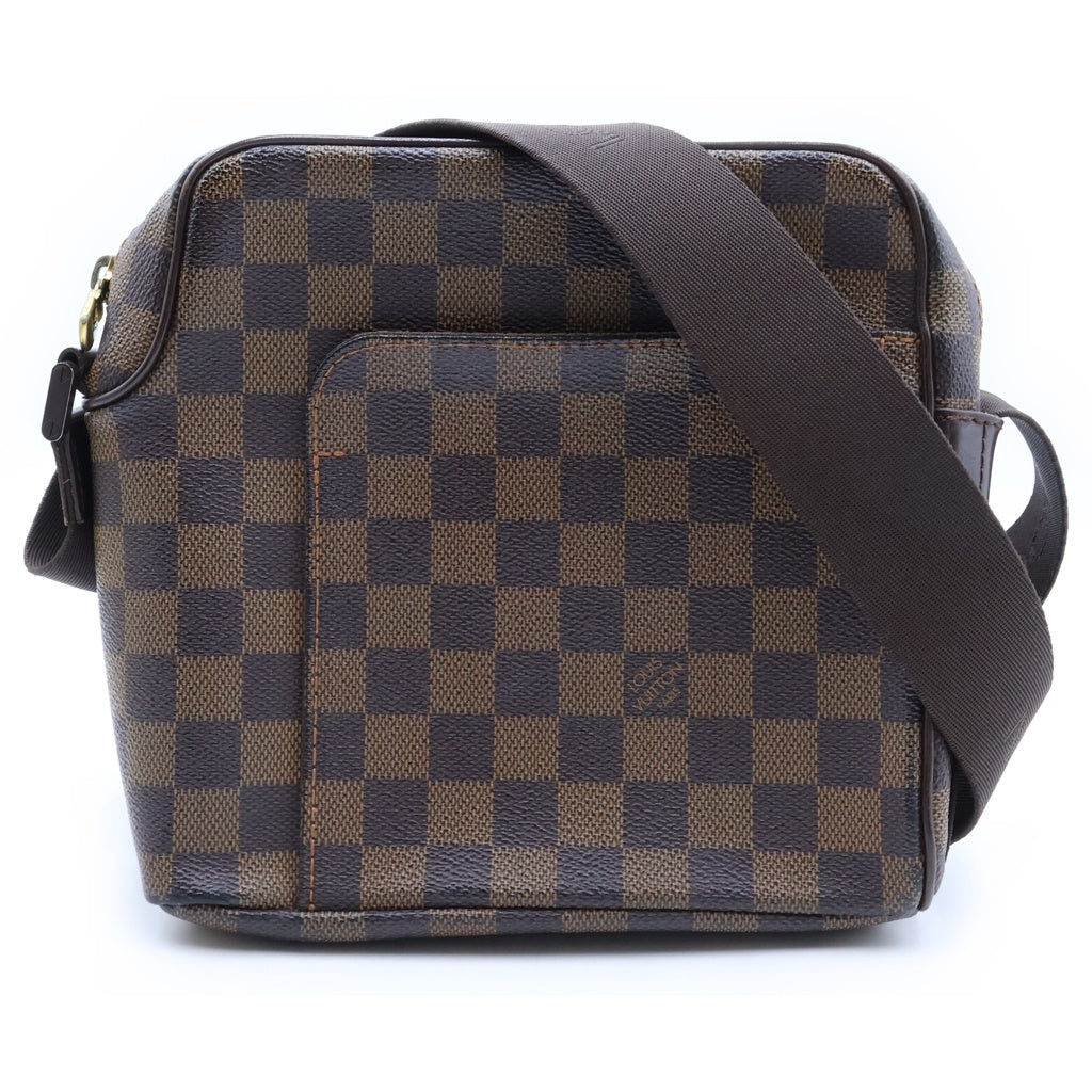 LOUIS VUITTON(ルイヴィトン) ダミエ オラフPM ショルダーバッグ ブラウン レザー×PVC ゴールド金具 N41442