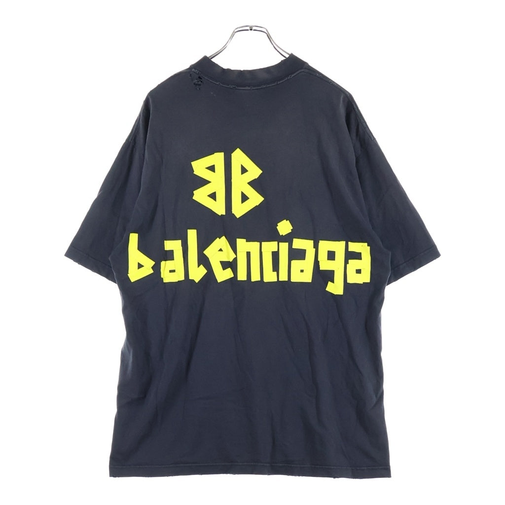 BALENCIAGA(バレンシアガ) 23AW TAPE TYPE OVERSIZED T-SHIRT テープタイプオーバーサイズ半袖Tシャツ カットソー ブラック 739784 TOVA9