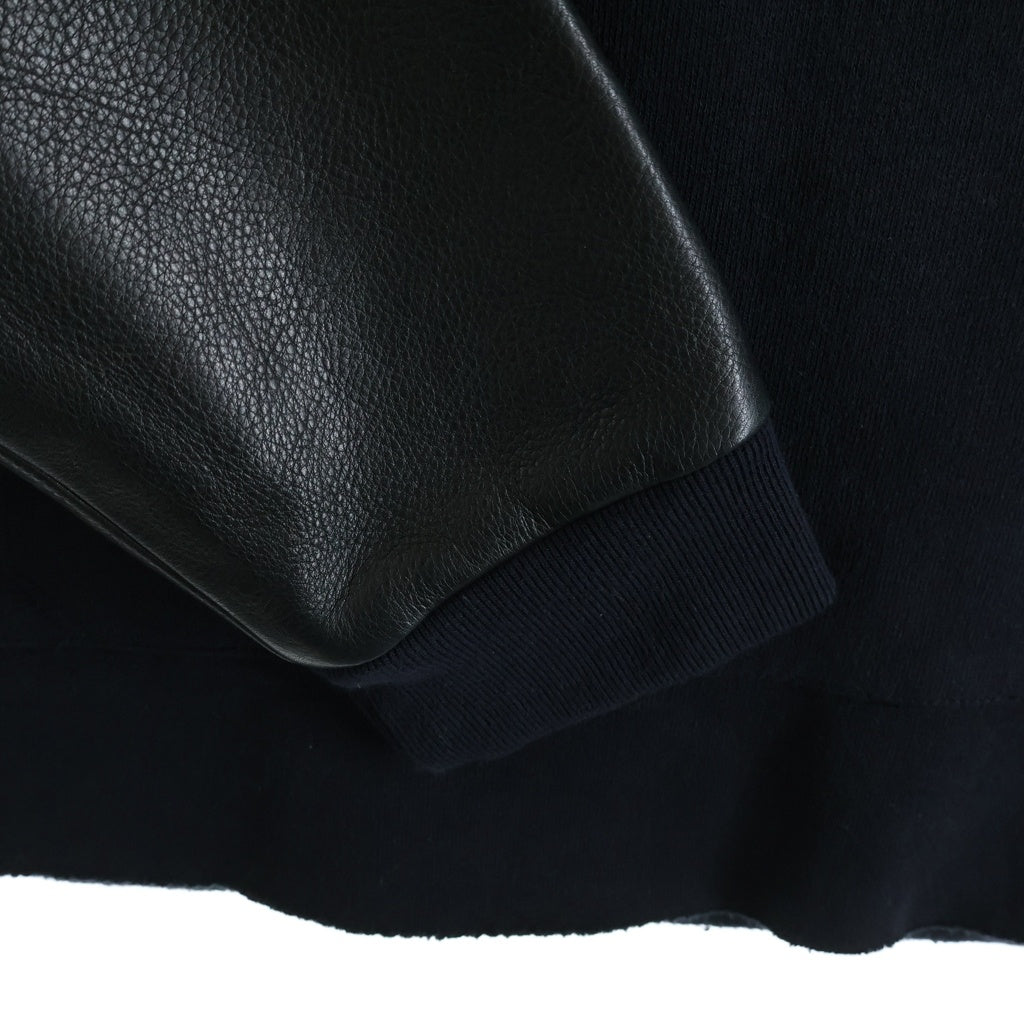 CHROME HEARTS(クロムハーツ) Y NOT CEMETERY CROSS LEATHER PATCH ワイノット セメタリークロス レザーパッチ クルーネック スウェットトレーナー ブラック