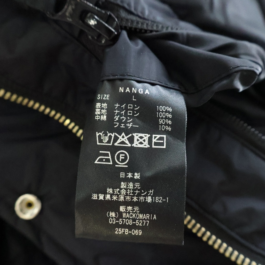 WACKO MARIA(ワコマリア) 25AW ×NANGA DOWN JACKET ナンガ フロントロゴ刺繍ダウンジャケット ブラック