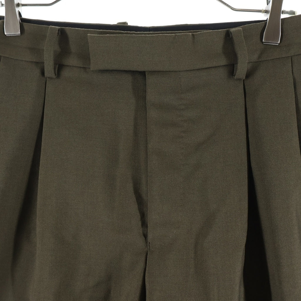 WACKO MARIA(ワコマリア) ×DORMEUIL PLEATED TROUSERS ドメールトラウザーズ ワンタックスラックス ウール モヘア カーキ