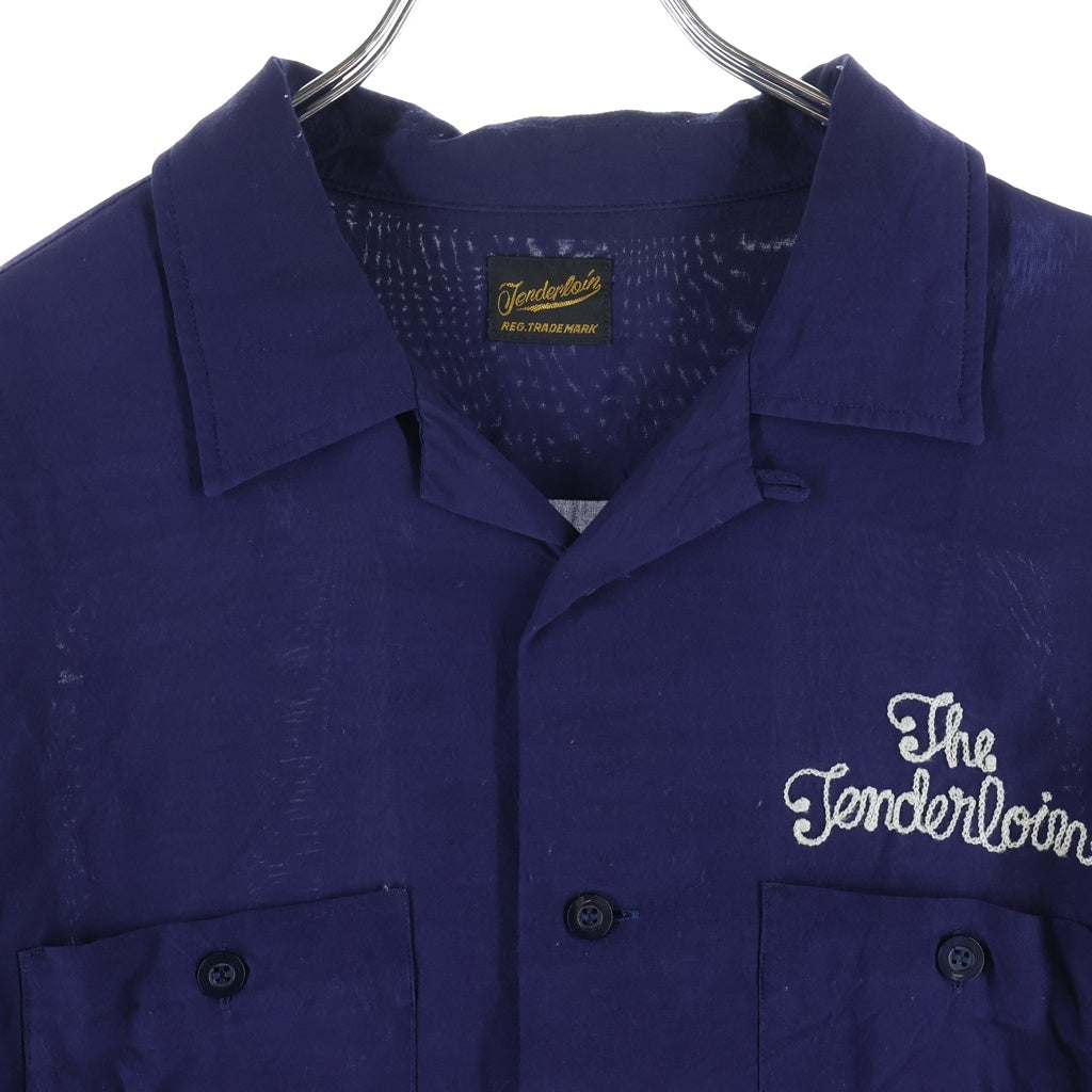 TENDERLOIN(テンダーロイン) T-BOWL SHIRTS ボーリングシャツ 長袖シャツ レーヨン フロント刺繍 ネイビー