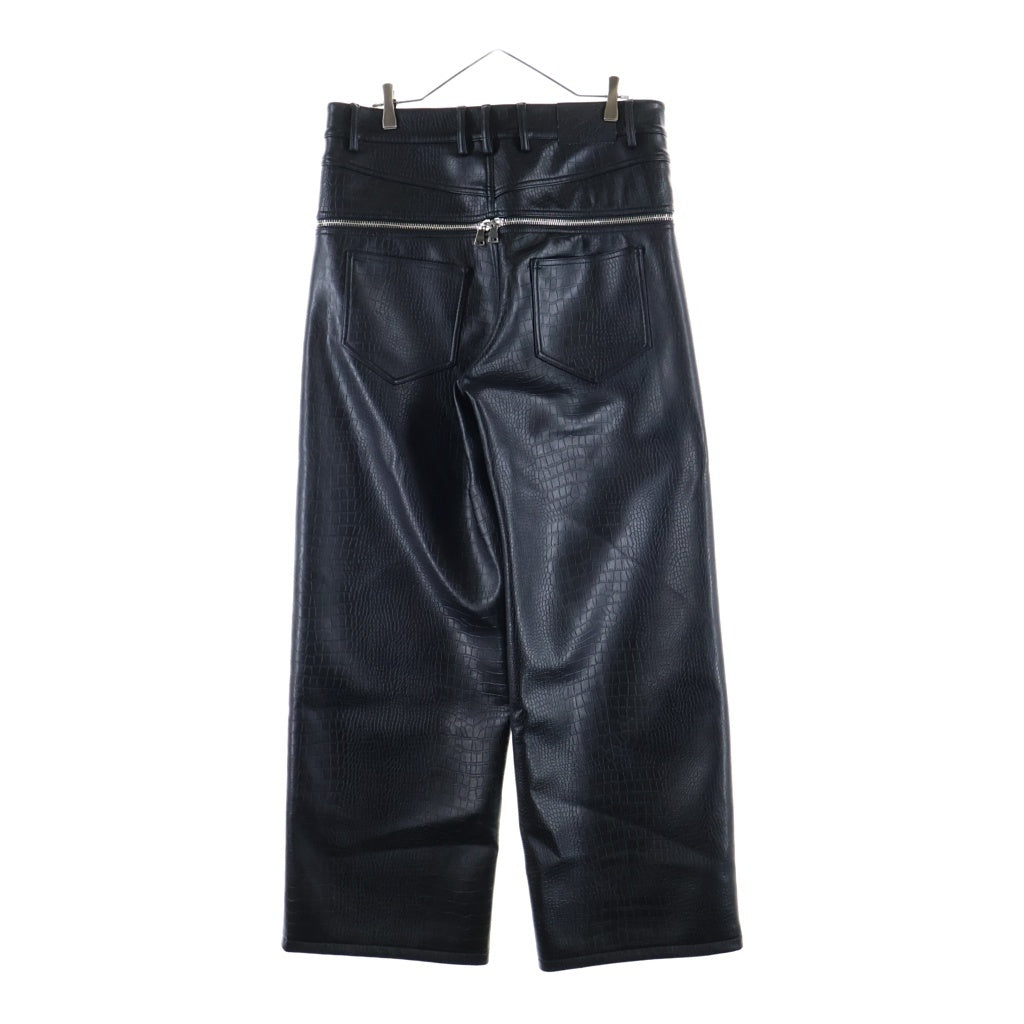 NO BRAND(ノーブランド) GOAR ARCHIVE(ゴアアーカイブ)MATTE BLACK CROCO ZIPPER PANTS クロコ マットレザー ウェストジッパーパンツ ブラック