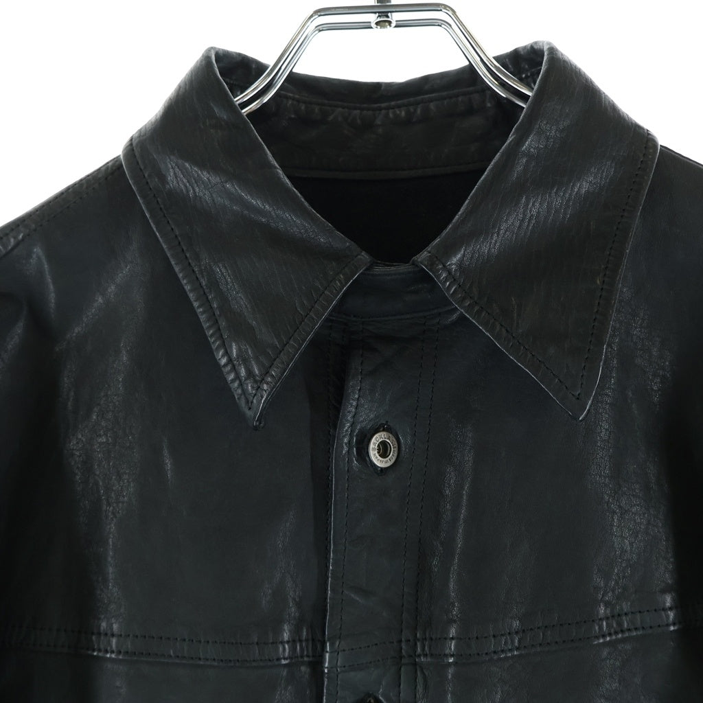 Yohji Yamamoto POUR HOMME(ヨウジヤマモト プールオム) ×バックラッシュ ステアファニチャーレザー ミモザ染め 二重ラペルジャケット HK-B99-704-1-03