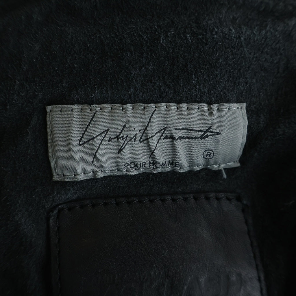 Yohji Yamamoto POUR HOMME(ヨウジヤマモト プールオム) ×バックラッシュ ステアファニチャーレザー ミモザ染め 二重ラペルジャケット HK-B99-704-1-03