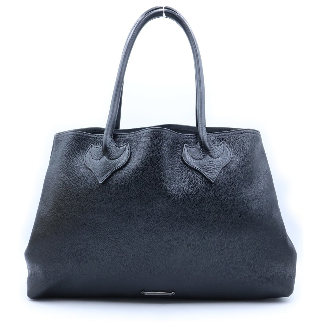 CHROME HEARTS(クロムハーツ) DBL SNAP TOTE ダブルスナップ トートバッグ セメタリークロスパッチ レザー ブラック