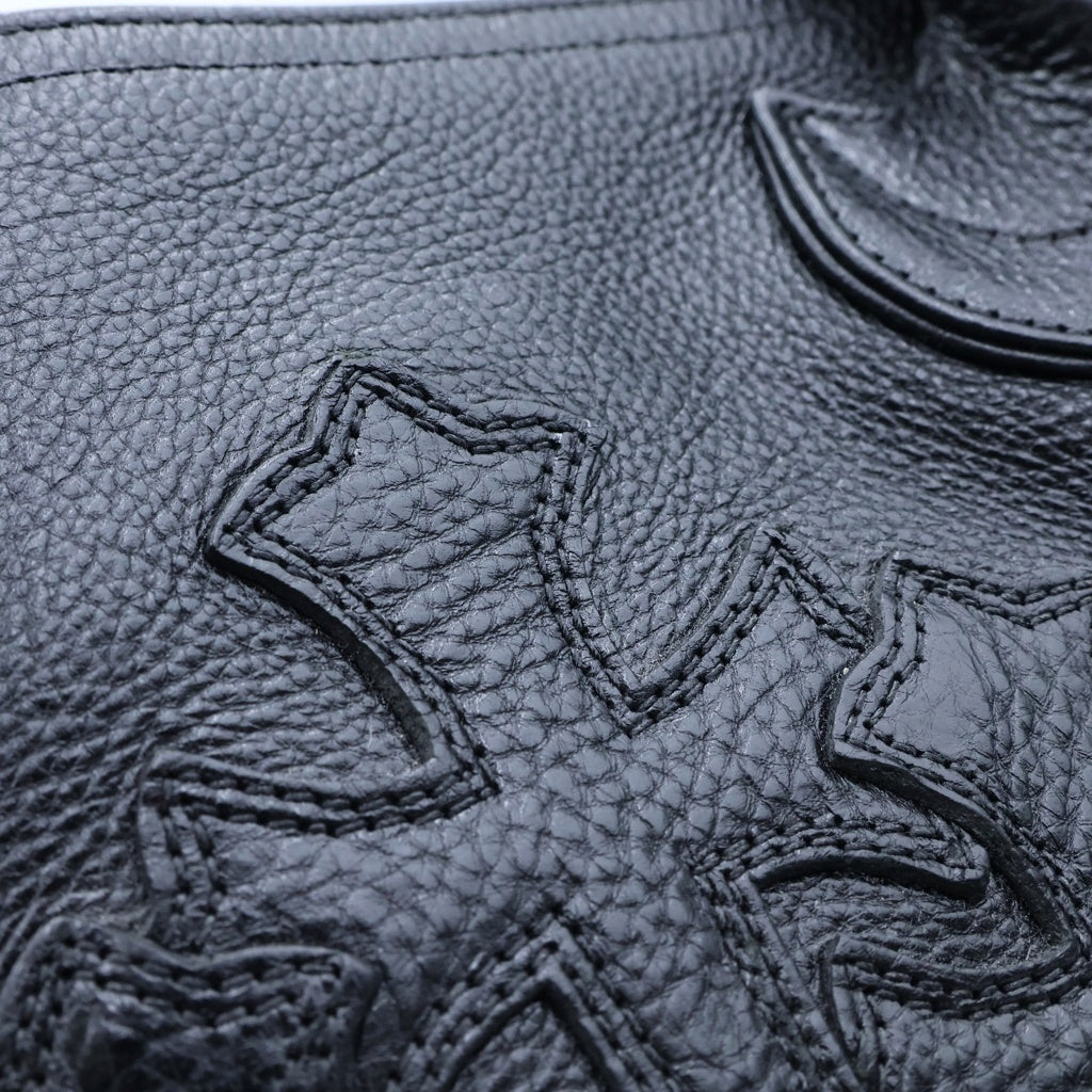 CHROME HEARTS(クロムハーツ) DBL SNAP TOTE ダブルスナップ トートバッグ セメタリークロスパッチ レザー ブラック