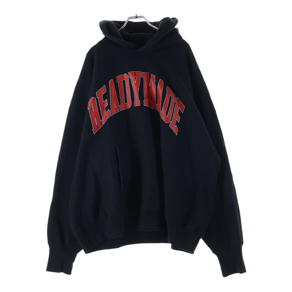 READY MADE(レディメイド) 24AW HOODIE ARCH LOGO アーチロゴプリント プルオーバーパーカー フーディー ブラック RE-CO-00-00-286