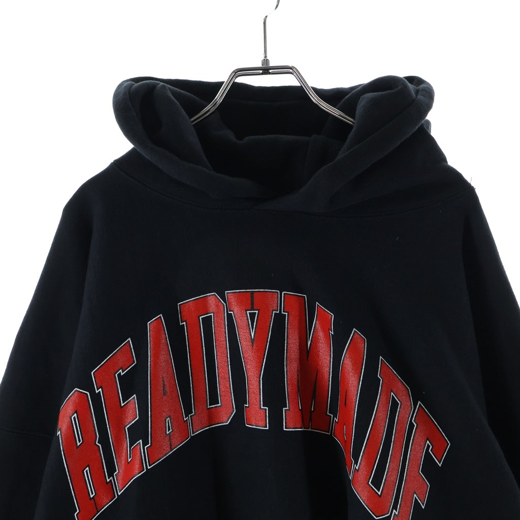 READY MADE(レディメイド) 24AW HOODIE ARCH LOGO アーチロゴプリント プルオーバーパーカー フーディー ブラック RE-CO-00-00-286