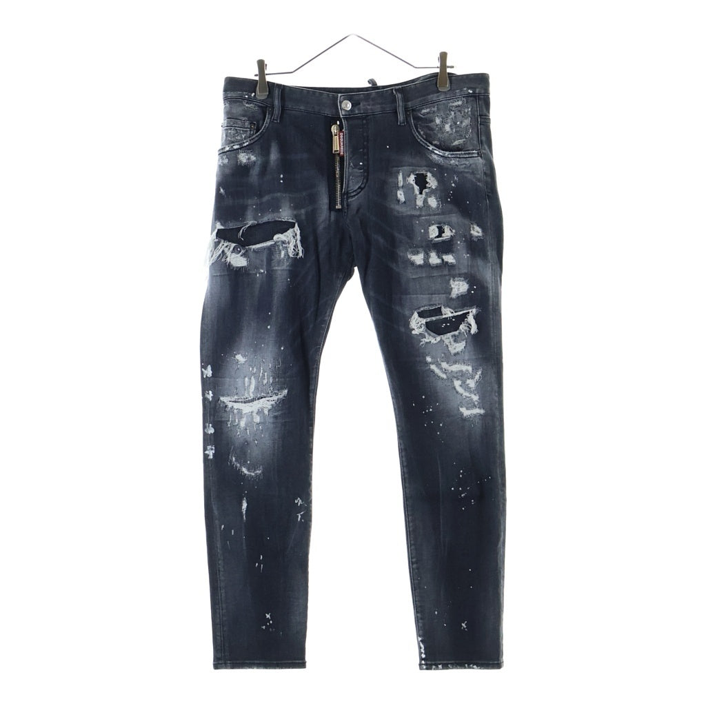 DSQUARED2(ディースクエアード) 21AW SKATER JEAN ダメージ加工 スキニージーンズ デニムパンツ ブラック S74LB0997
