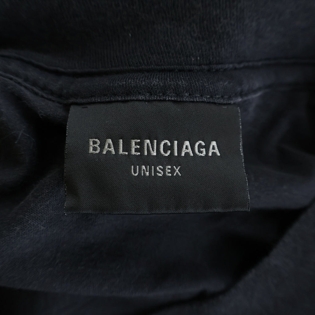 BALENCIAGA(バレンシアガ) バーニングユニティロゴ ダメージ加工 長袖Tシャツ カットソー ブラック 796917 TQVW6