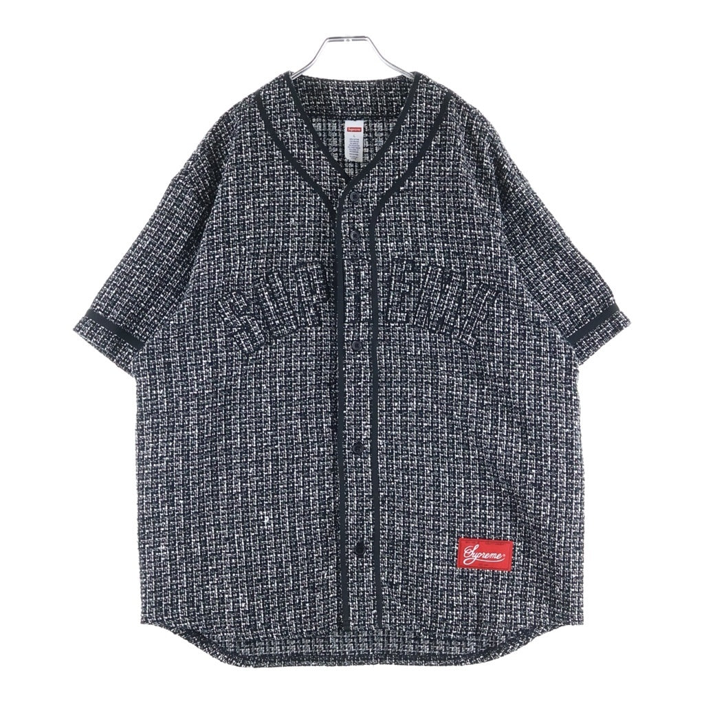 SUPREME(シュプリーム) 25SS Boucle Baseball Jersey ブークレ 半袖ベースボールシャツ ツイード ブラック