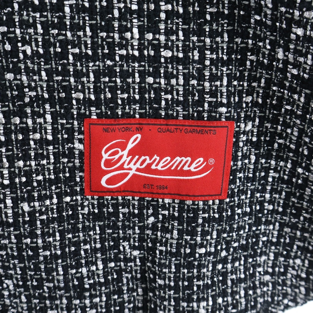 SUPREME(シュプリーム) 25SS Boucle Baseball Jersey ブークレ 半袖ベースボールシャツ ツイード ブラック