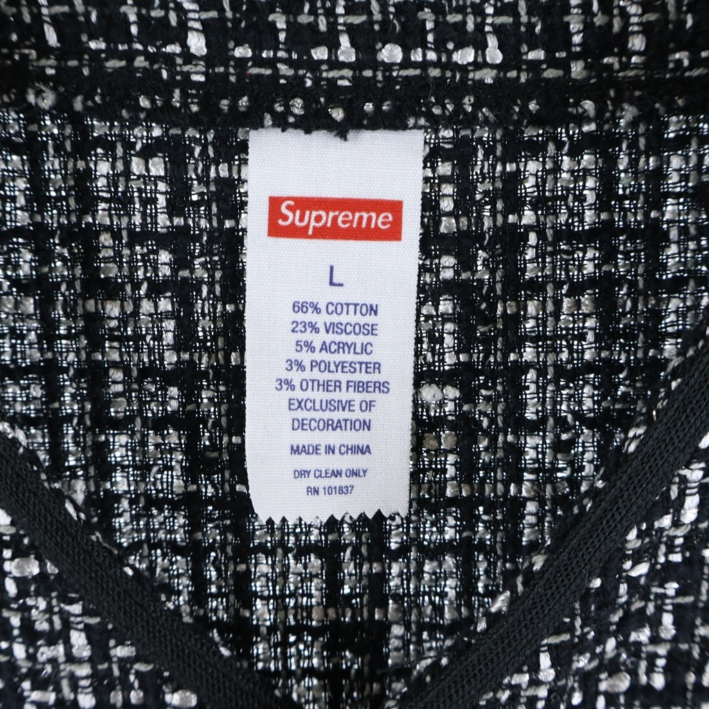 SUPREME(シュプリーム) 25SS Boucle Baseball Jersey ブークレ 半袖ベースボールシャツ ツイード ブラック