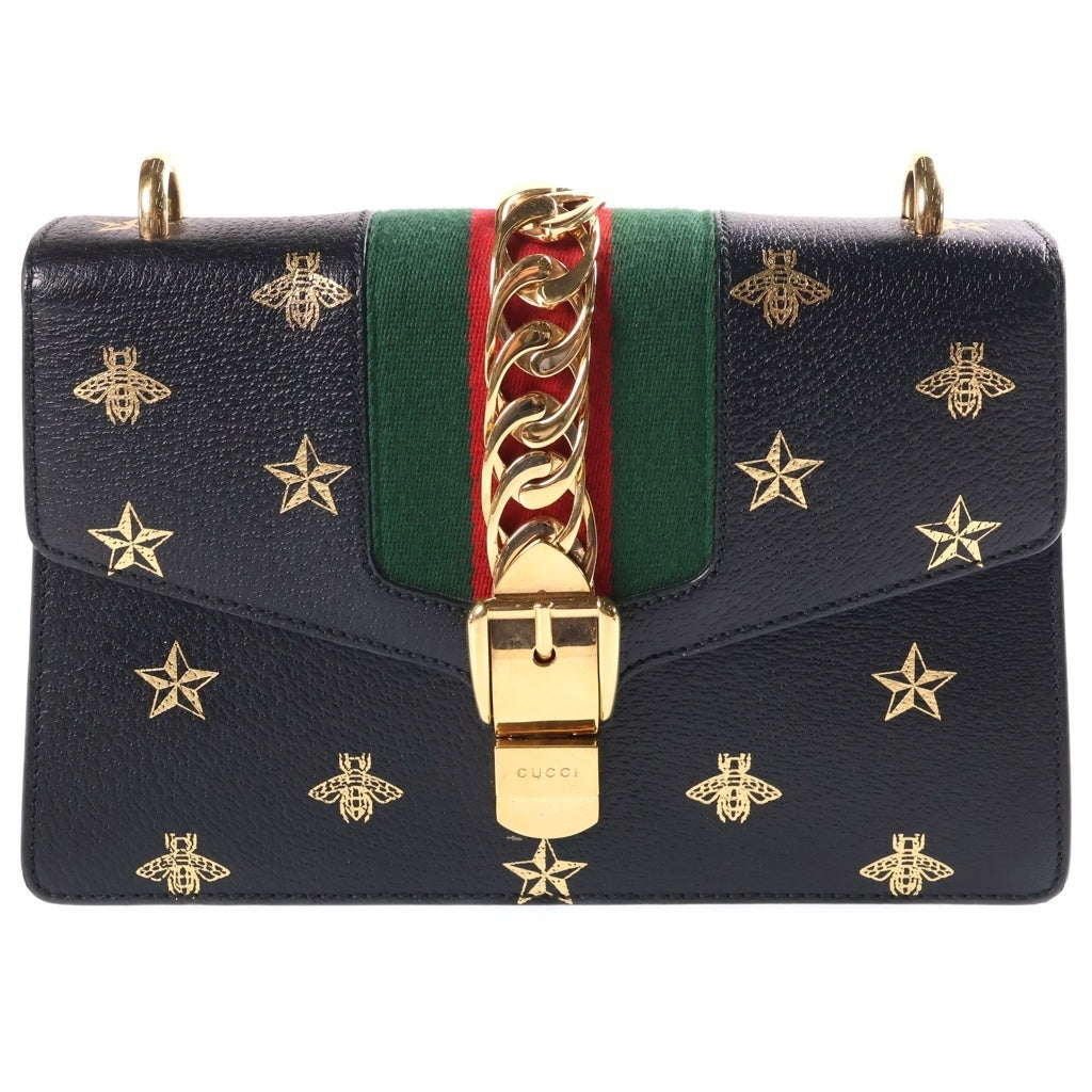 GUCCI(グッチ) シルヴィ シェリーライン ビー スター 2WAY ショルダーバッグ バッグ レディース ブラック 524405