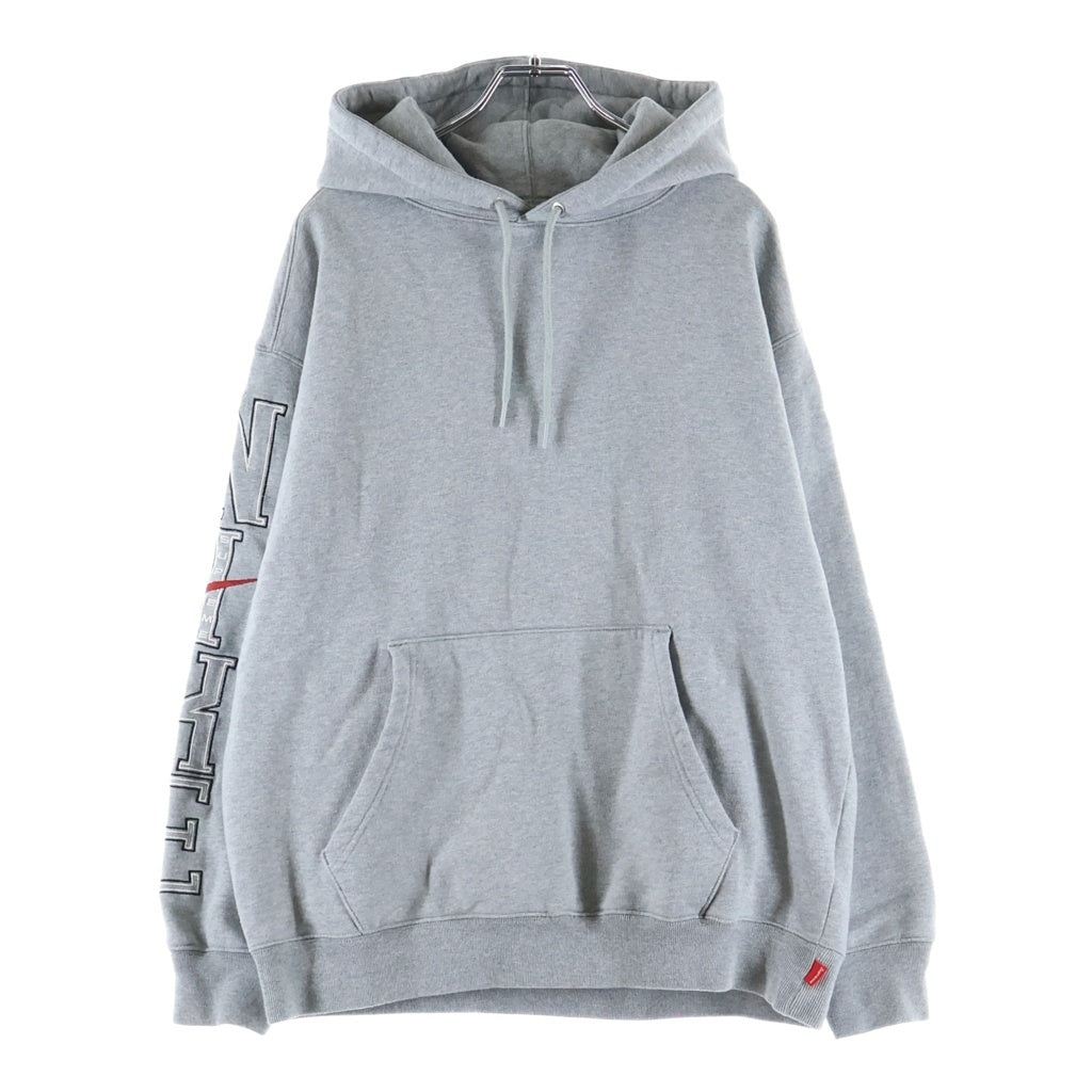 SUPREME(シュプリーム) 24SS × NIKE Swoosh Hooded Sweatshirt 袖スウッシュロゴ刺繍 プルオーバー パーカー グレー FQ0759-063