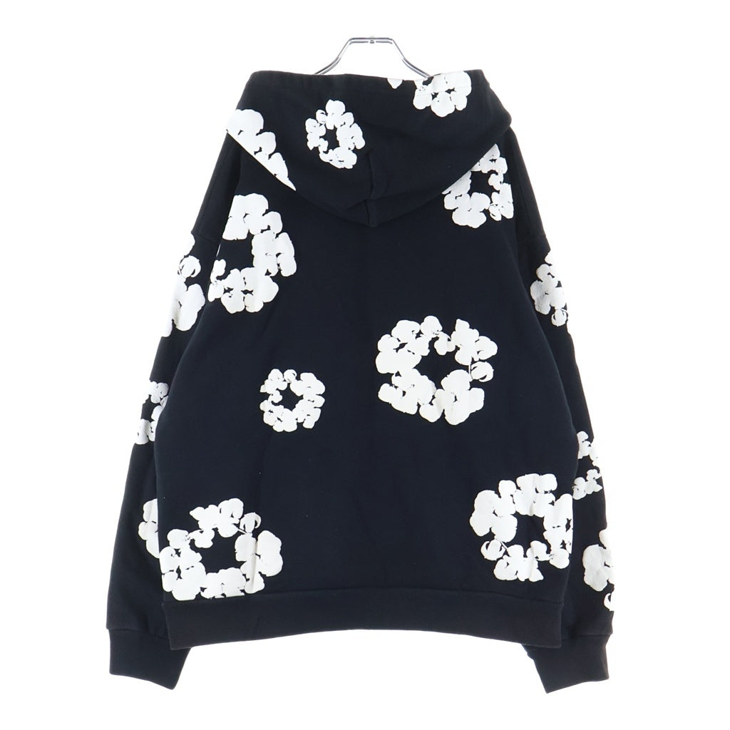 DENIM TEARS(デニムティアーズ) Cotton Wreath PullOver Hoodie コットン フラワー プルオーバーパーカー ブラック/ホワイト
