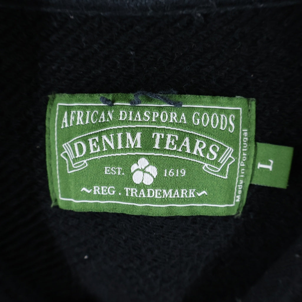 DENIM TEARS(デニムティアーズ) Cotton Wreath PullOver Hoodie コットン フラワー プルオーバーパーカー ブラック/ホワイト