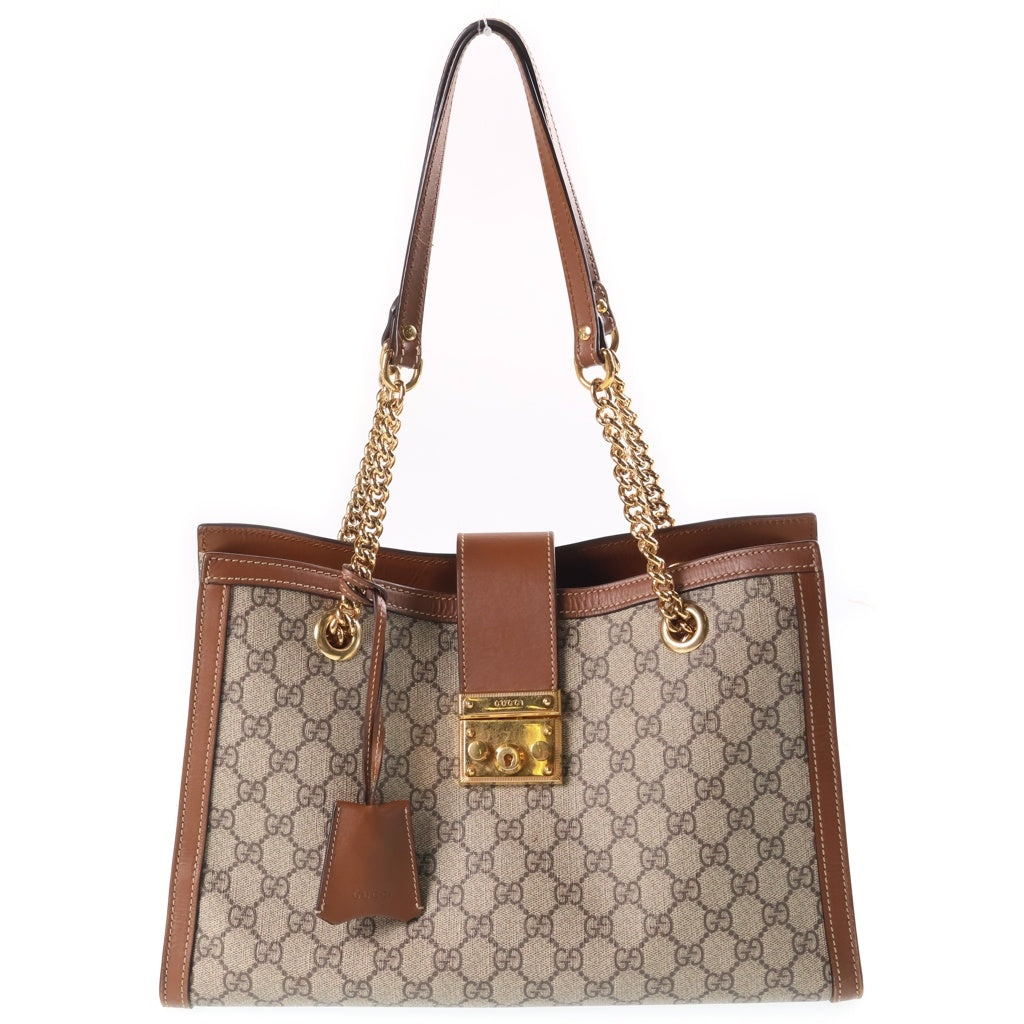 GUCCI(グッチ) GGスプリーム パドロック チェーントートバッグ ブラウン 479197