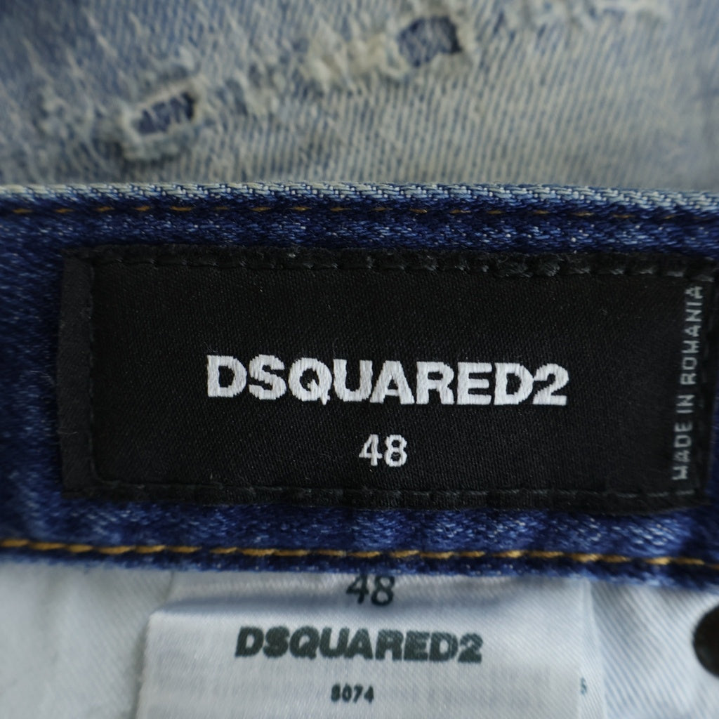 DSQUARED2(ディースクエアード) 23SS Sexy Twist Jean クラッシュリペア加工 スキニー ストレッチ デニムパンツ インディゴ S74LB1265 S30342