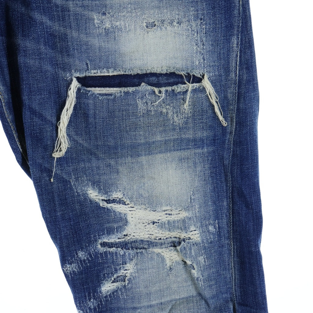 DSQUARED2(ディースクエアード) 23SS Sexy Twist Jean クラッシュリペア加工 スキニー ストレッチ デニムパンツ インディゴ S74LB1265 S30342