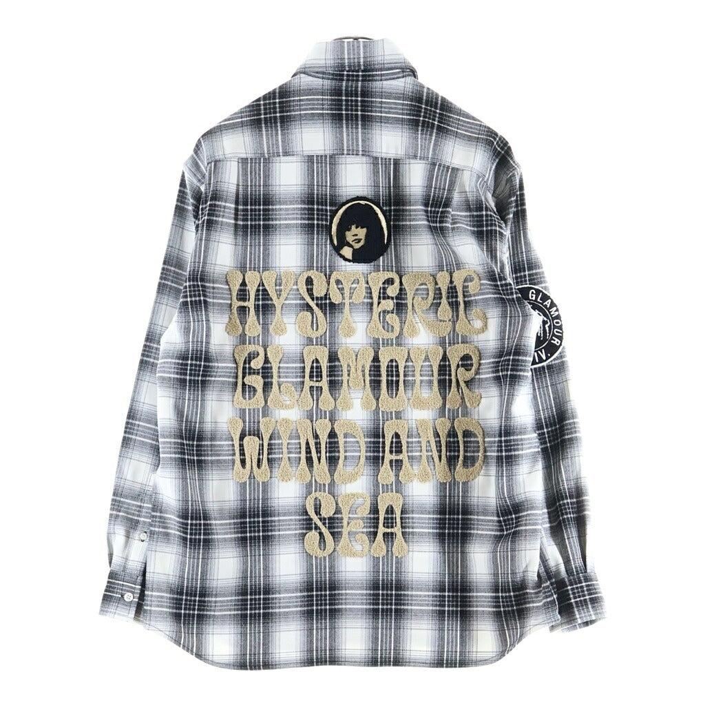 WIND AND SEA(ウィンダンシー) × HYSTERIC GLAMOUR CHECK SHIRT ヒステリックグラマー フランネルチェック 長袖シャツ ブラック/ホワイト WDS-C-HYS-24-Q2-05