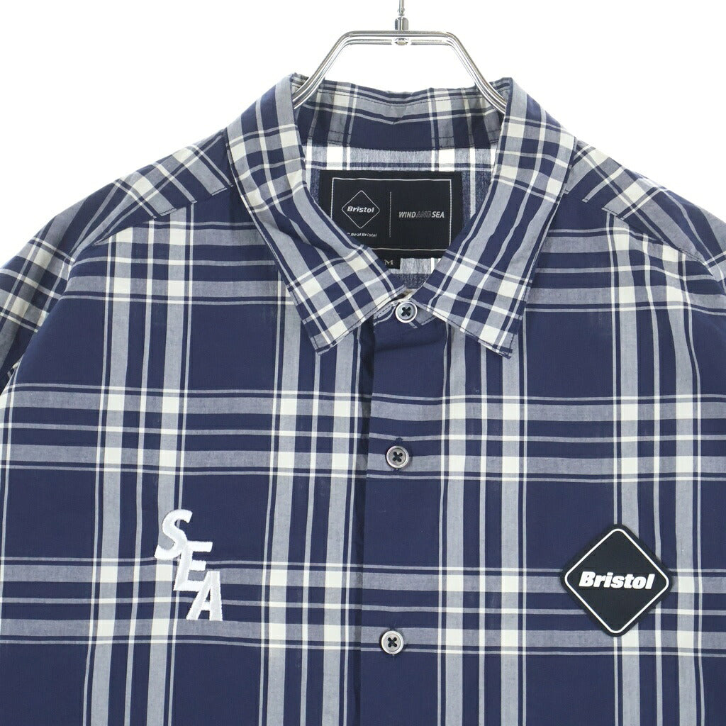 F.C.R.B./F.C.Real Bristol/FCRB(エフシーアールビー/エフシーレアルブリストル) 22SS × WIND AND BRISTOL SEA S/S BAGGY SHIRT ウィンダンシー 半袖チェックシャツ ネイビー FCRB-220153