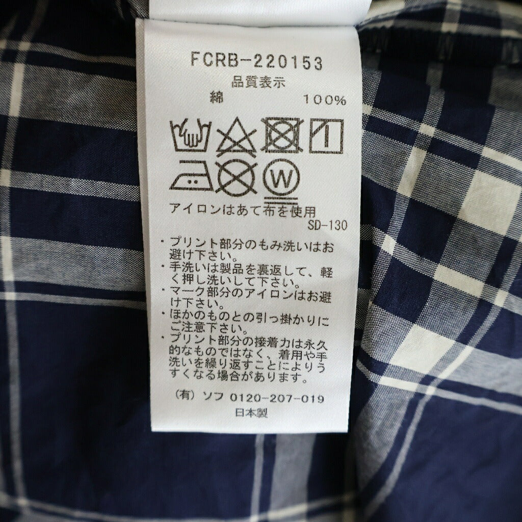 F.C.R.B./F.C.Real Bristol/FCRB(エフシーアールビー/エフシーレアルブリストル) 22SS × WIND AND BRISTOL SEA S/S BAGGY SHIRT ウィンダンシー 半袖チェックシャツ ネイビー FCRB-220153