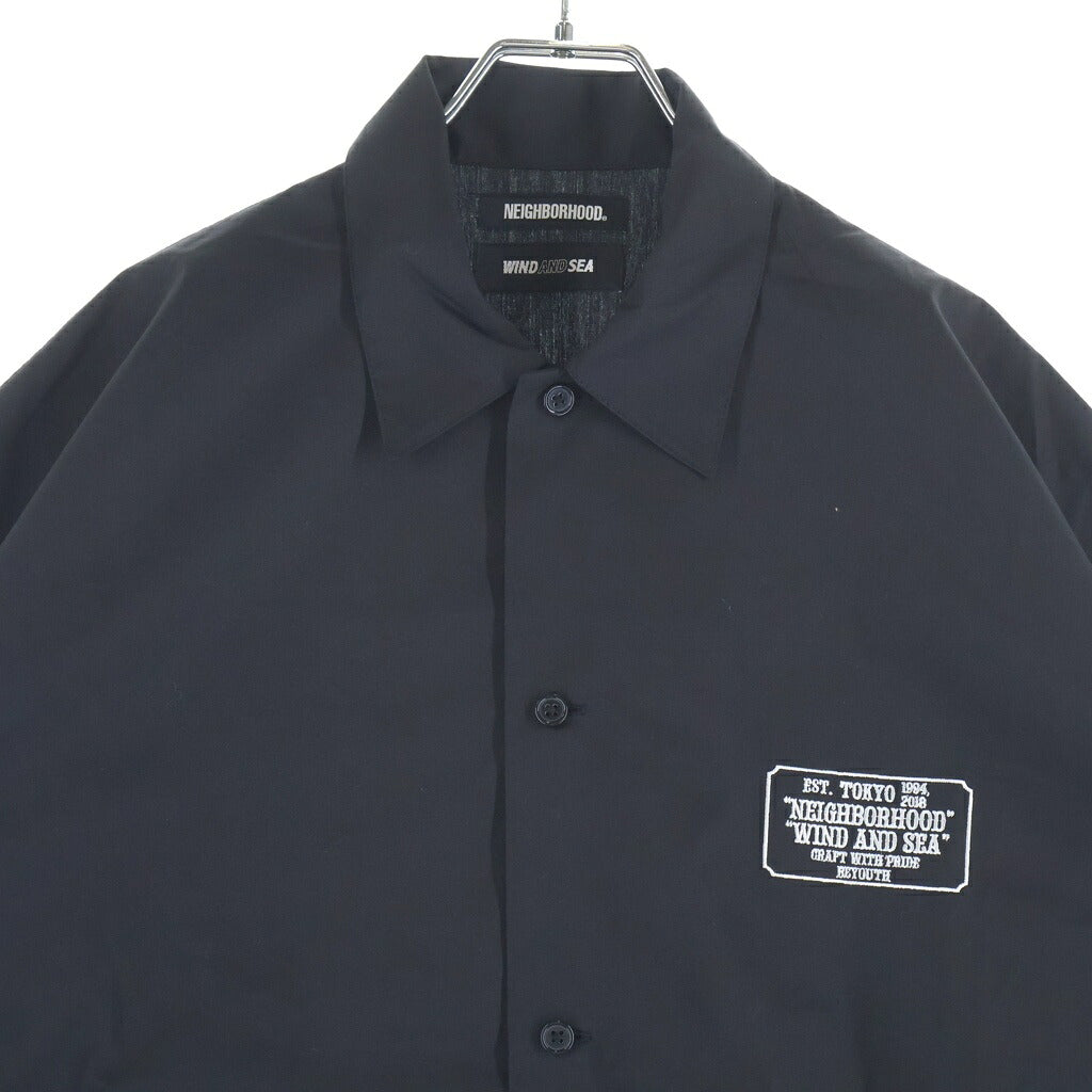 WIND AND SEA(ウィンダンシー) 22SS × NEIGHBORHOOD WORK/EC-SHIRT SS ネイバーフッド半袖ワークシャツ ブラック 221FRWSN-SHM01S