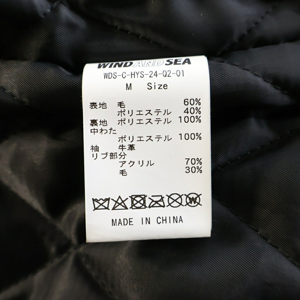 WIND AND SEA(ウィンダンシー) 23AW×HYSTERIC GLAMOUR VARSITY JACKET バーシティジャケット スタジャン アームレザー切替 ブラック/レッド WDS-C-HYS-24-Q2-01