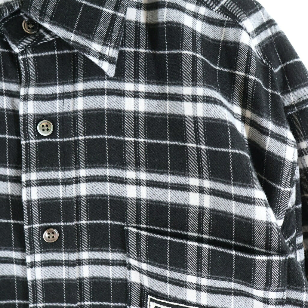 WIND AND SEA(ウィンダンシー) 22AW ×HYSTERIC GLAMOUR ヒステリックグラマー 長袖チェックシャツ ブラック/ホワイト WDS-C-HYS-23-AP-Q1-09