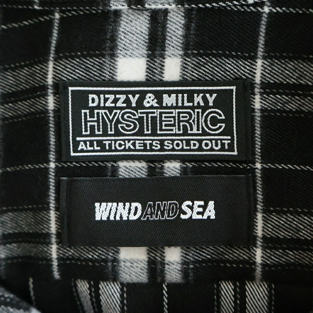 WIND AND SEA(ウィンダンシー) 22AW ×HYSTERIC GLAMOUR ヒステリックグラマー 長袖チェックシャツ ブラック/ホワイト WDS-C-HYS-23-AP-Q1-09