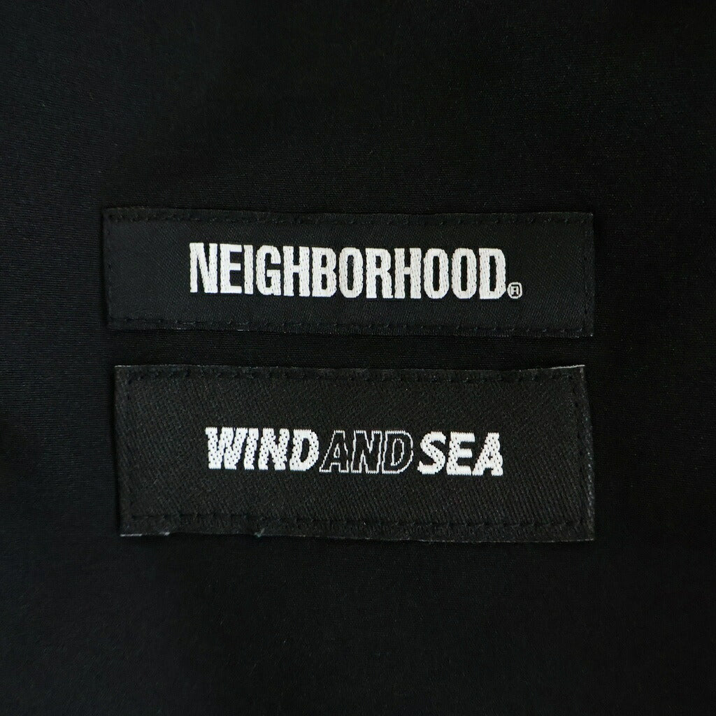 WIND AND SEA(ウィンダンシー) ×NEIGHBORHOOD ショートパンツ ハーフパンツ ナイロン フロントロゴ刺繍 ブラック 221FRWSN-PTMO1S