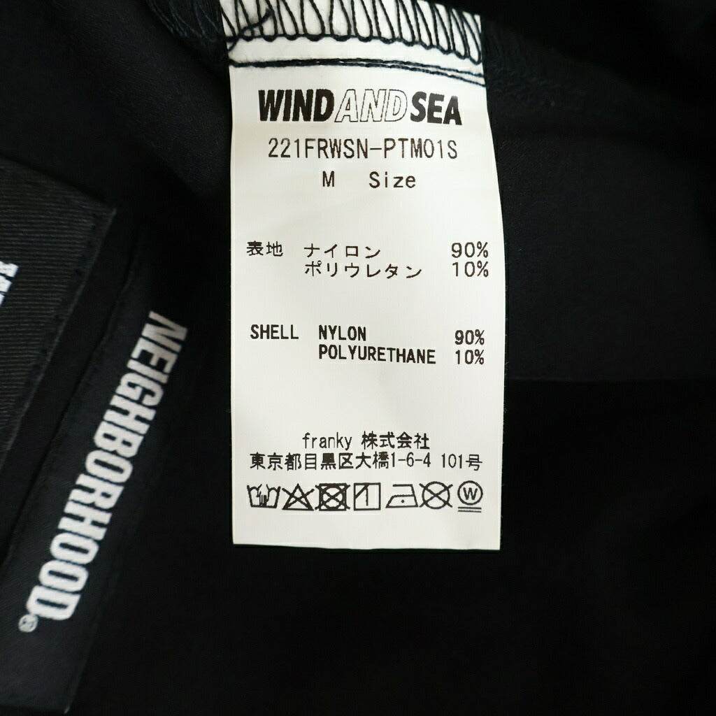 WIND AND SEA(ウィンダンシー) ×NEIGHBORHOOD ショートパンツ ハーフパンツ ナイロン フロントロゴ刺繍 ブラック 221FRWSN-PTMO1S
