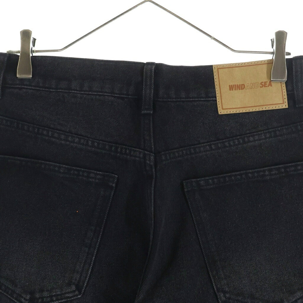 WIND AND SEA(ウィンダンシー) ×HYSTERIC GLAMOUR DAMAGED SKINNY DENIM PANTS ダメージスキニーデニムパンツダメージ加工 フロント刺繍 ブラック WDS-C-HYS-23-AP-Q1-06
