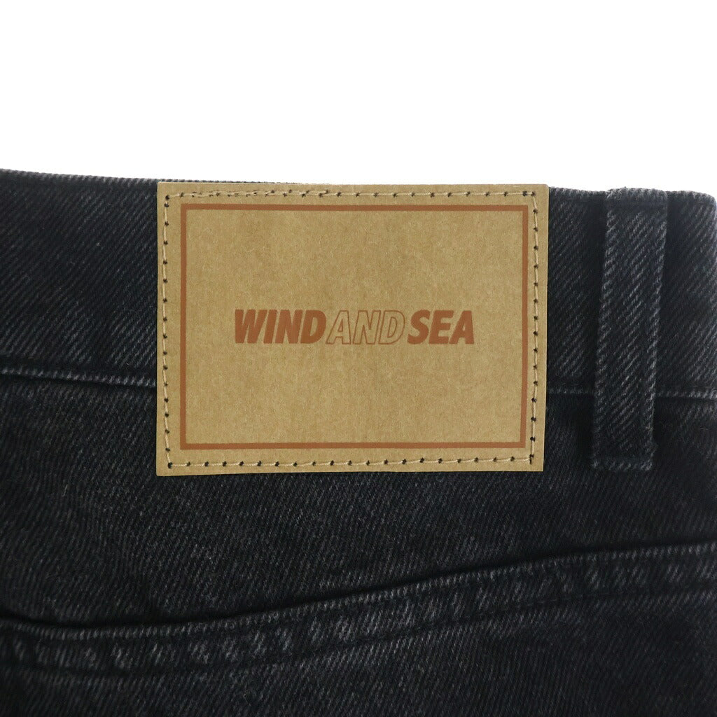 WIND AND SEA(ウィンダンシー) ×HYSTERIC GLAMOUR DAMAGED SKINNY DENIM PANTS ダメージスキニーデニムパンツダメージ加工 フロント刺繍 ブラック WDS-C-HYS-23-AP-Q1-06