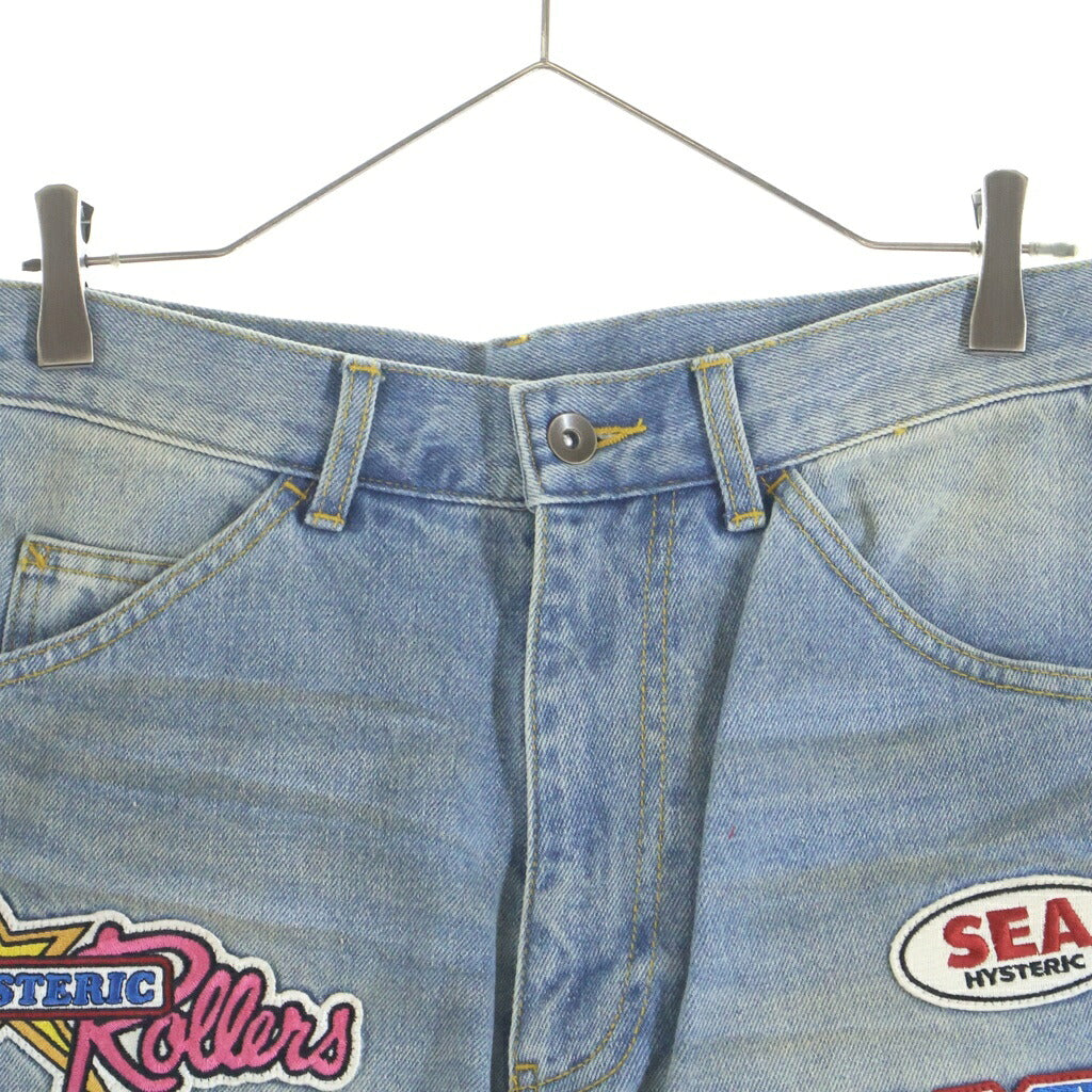 WIND AND SEA(ウィンダンシー) × HYSTERIC GLAMOUR DENIM PANTS ヒステリックグラマー パッチ付き デニムパンツ インディゴ WDS-C-HYS-24-Q2-04